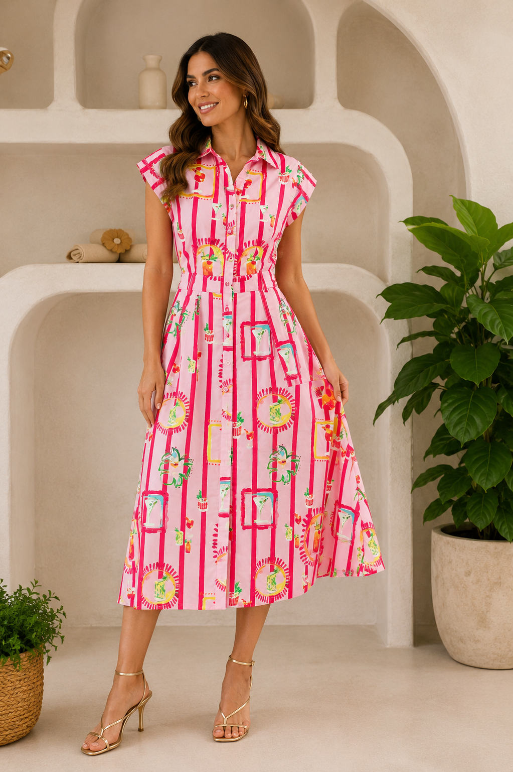 Vestido capri rosa
